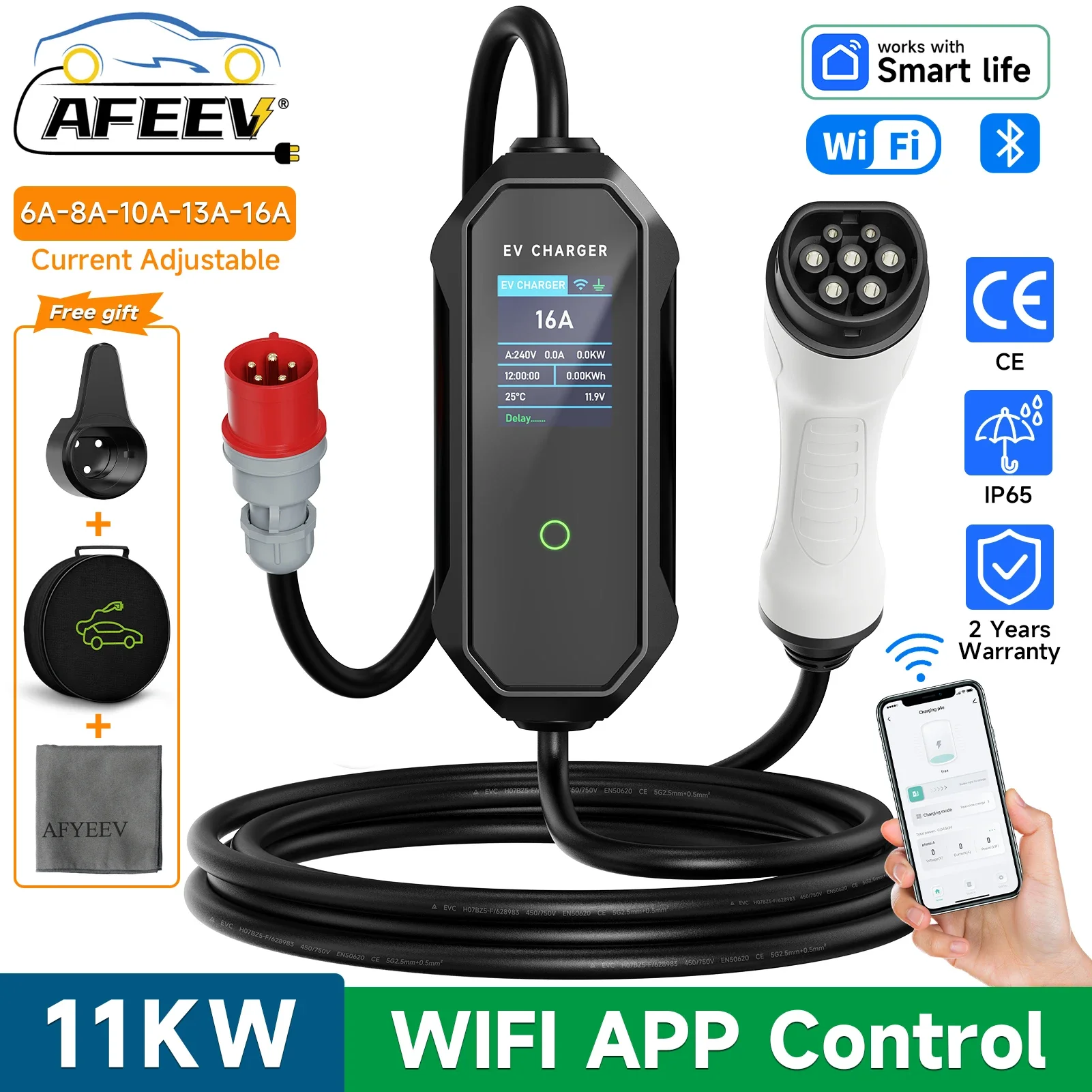 AFEEV Tipo 2 Carregador EV Por - Type 2 Portable Ev Charger 11Kw Cee avaliação e preço